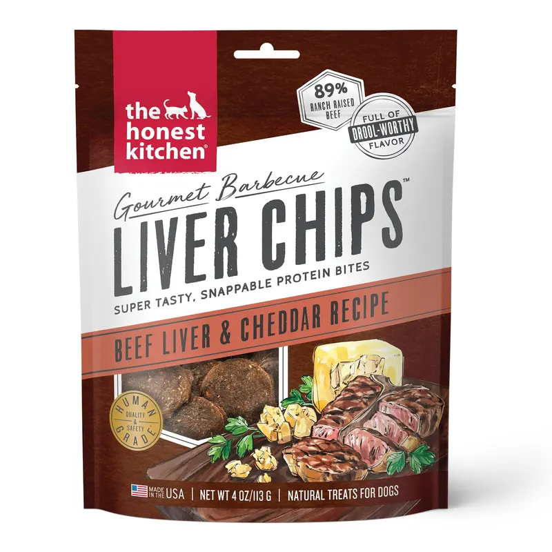 The Honest Kitchen Gourmet Barbecue Liver Chips: Beef Liver & Cheddar Recipe, 4oz