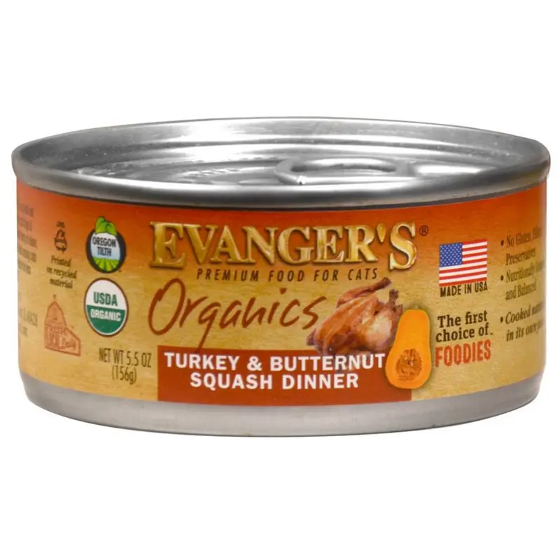Evanger's Organics Turkey and Butternut Squash Canned Cat Food