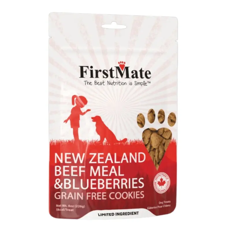 First Mate Grain Free Beef Meal & Blueberries Mini Trainers Dog Treats 8oz