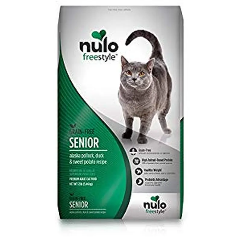 Nulo FreeStyle Grain-Free Pollock, Duck & Sweet Potato Senior Dry Cat Food, 12 lb