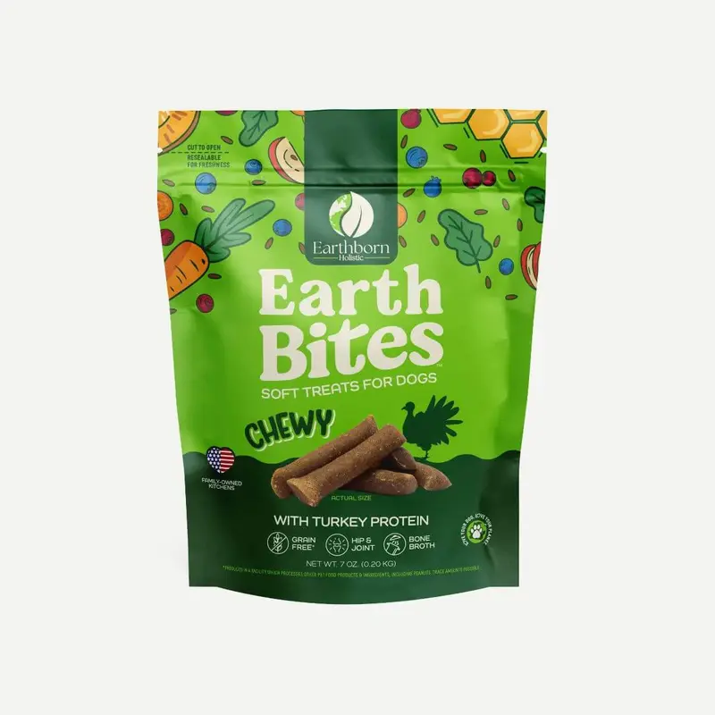 EarthBites Chewy with Turkey Protein, Grain Free Dog Treats (7oz)