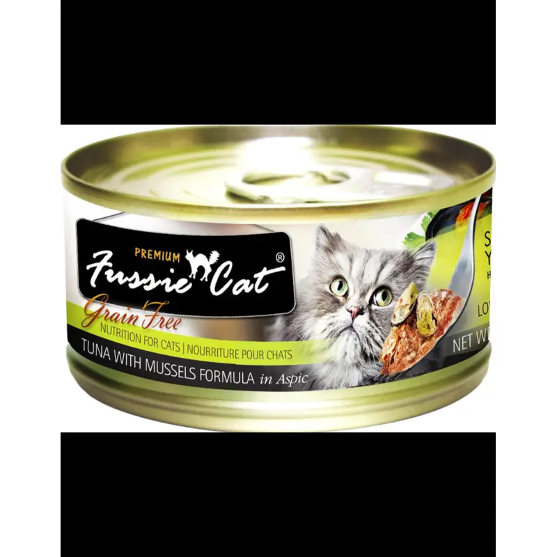Fussie Cat 5.5 oz Grain Free Tuna Mussels Cat Food