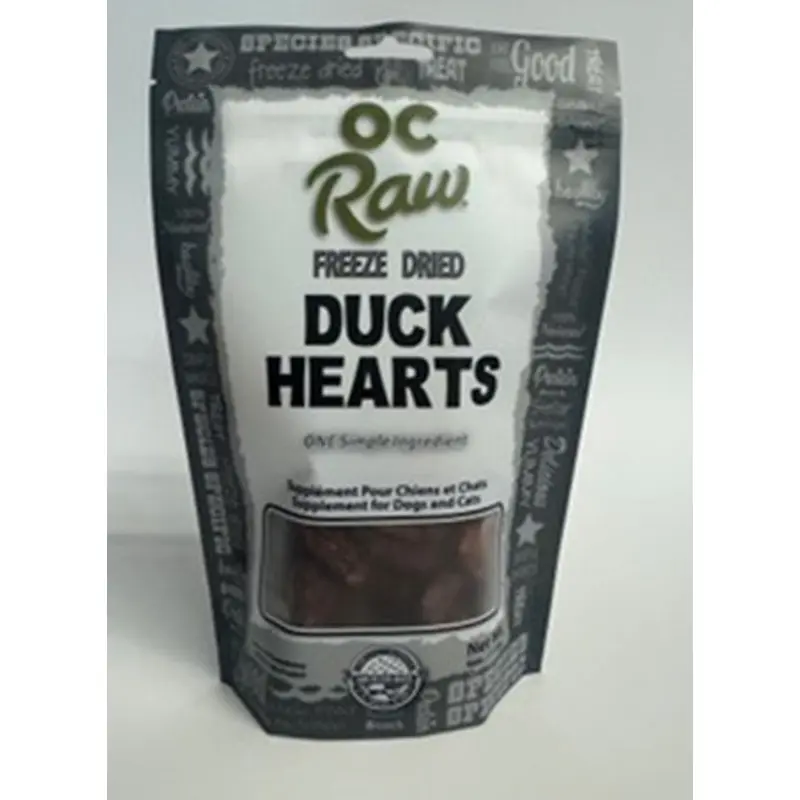 OC Raw Freeze Dried Duck Hearts 4 oz.