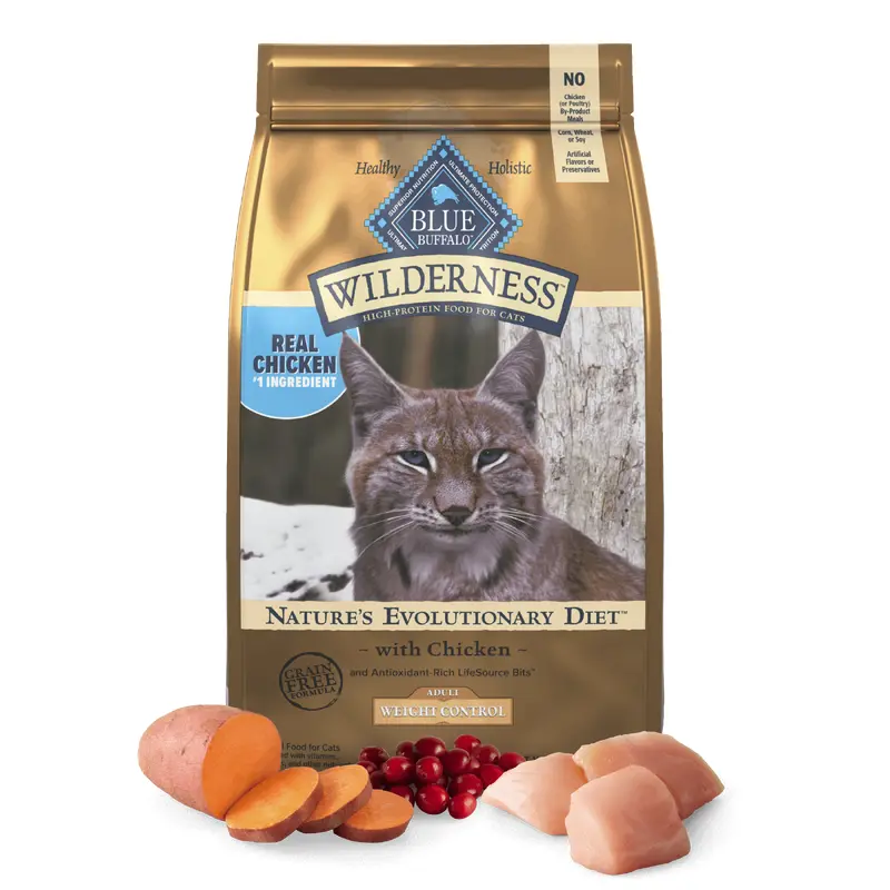 Blue Buffalo Wilderness Adult Weight Control Chicken Dry Cat Food (11lb)