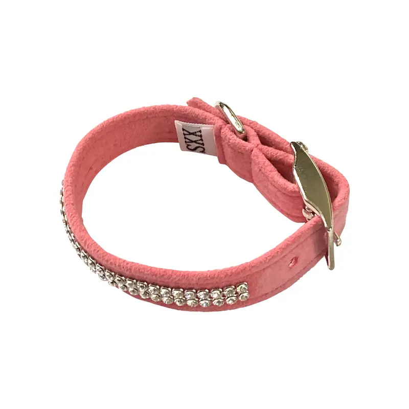Glamour Girl Ultrasuede Collar w/ Swarovski Crystal, Bubblegum