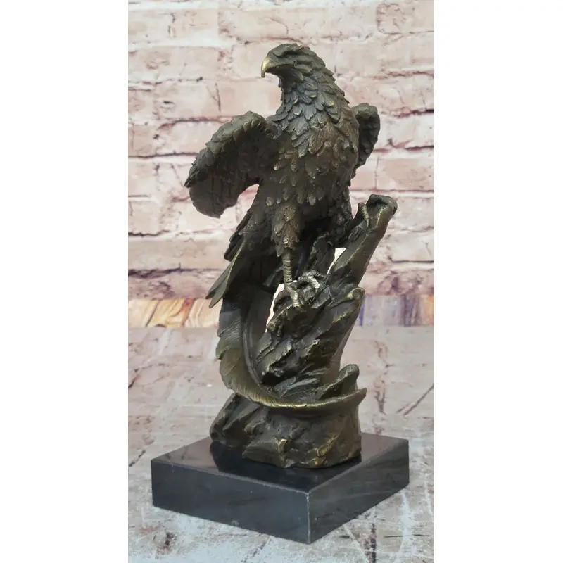 Regal Bronze Eagle Sculpture   Majestic Bird of Prey on Marble Base