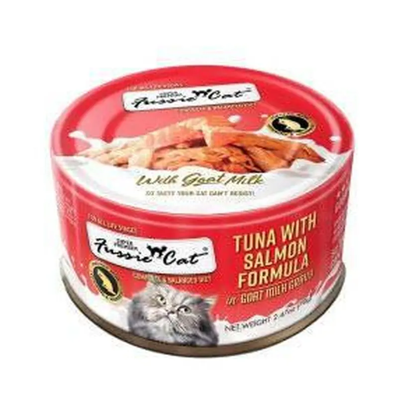 Fussie Cat Premium Tuna w/Anchovies in Goats Milk Cat Food 2.47oz Can