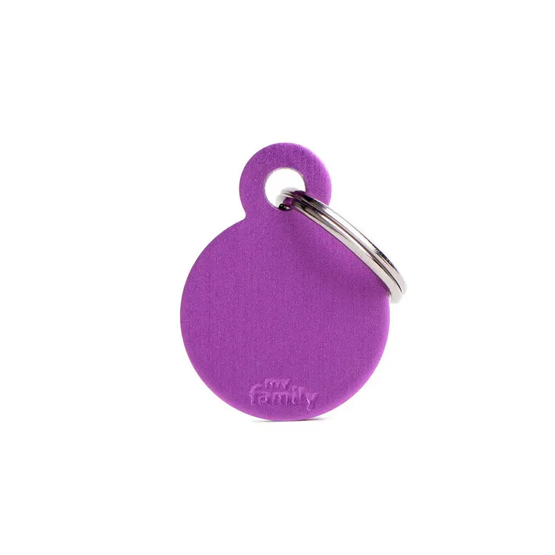 My Family ID Basic Small Aluminum Purple Circle ID Tag