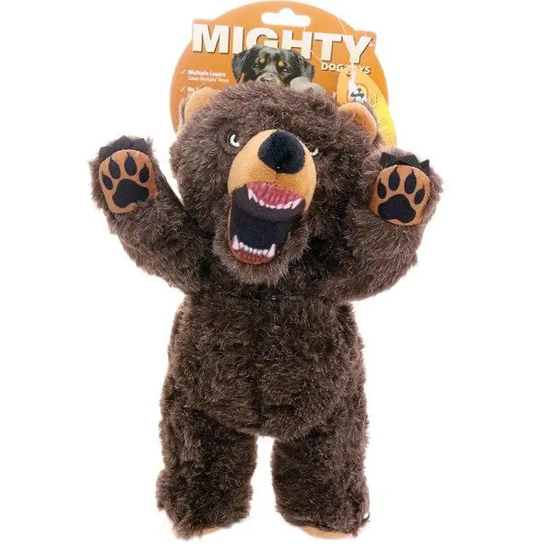 Tuffy's Mighty Angry Animals Plush Squeaky Dog Toy - Bear