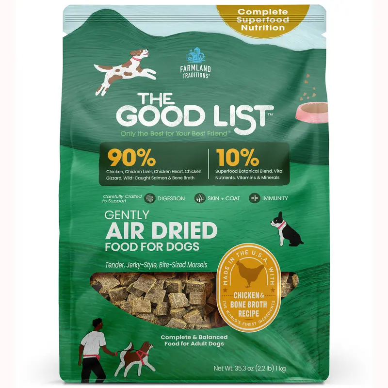 Farmland Traditions The Good List Gently Air Dried Dog Food Chicken & Bone Broth 2.2lb