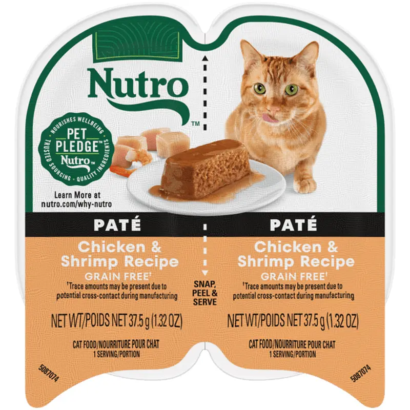 Nutro Wet Cat Food 2.6oz portion cup Chicken & Shrimp Pat Recipe