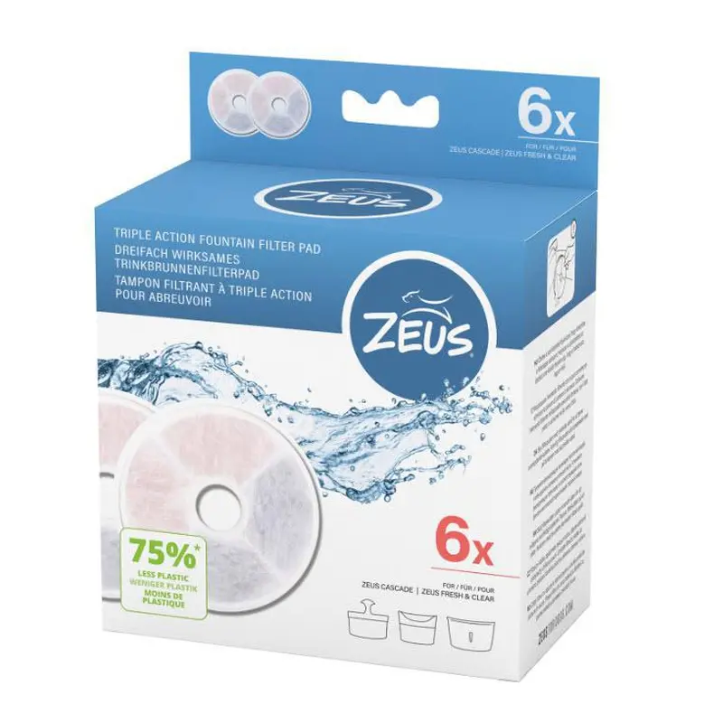 Zeus H2EAU Triple Action Fountain Filters - 6 pack