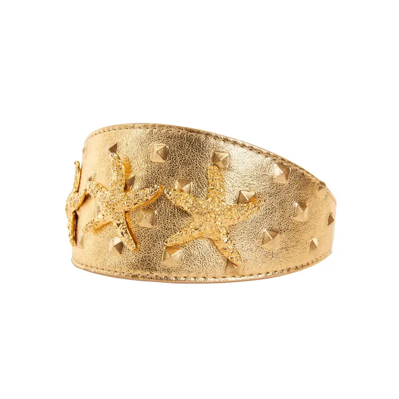 Gold Studded Italian Leather With