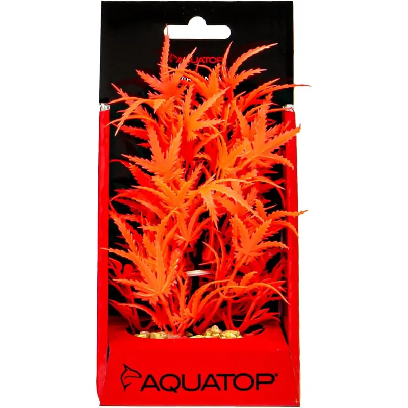 Aquatop Fluorescent Cannabis plant Aquarium Decoration 6in Red