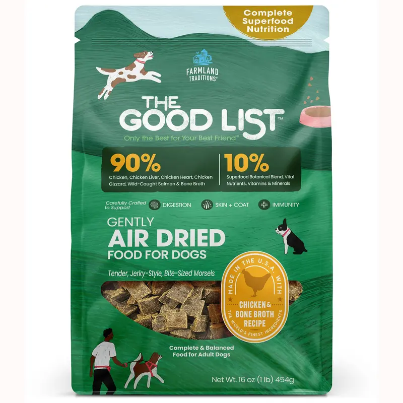 Farmland Traditions The Good List Gently Air Dried Dog Food Chicken & Bone Broth 1lb
