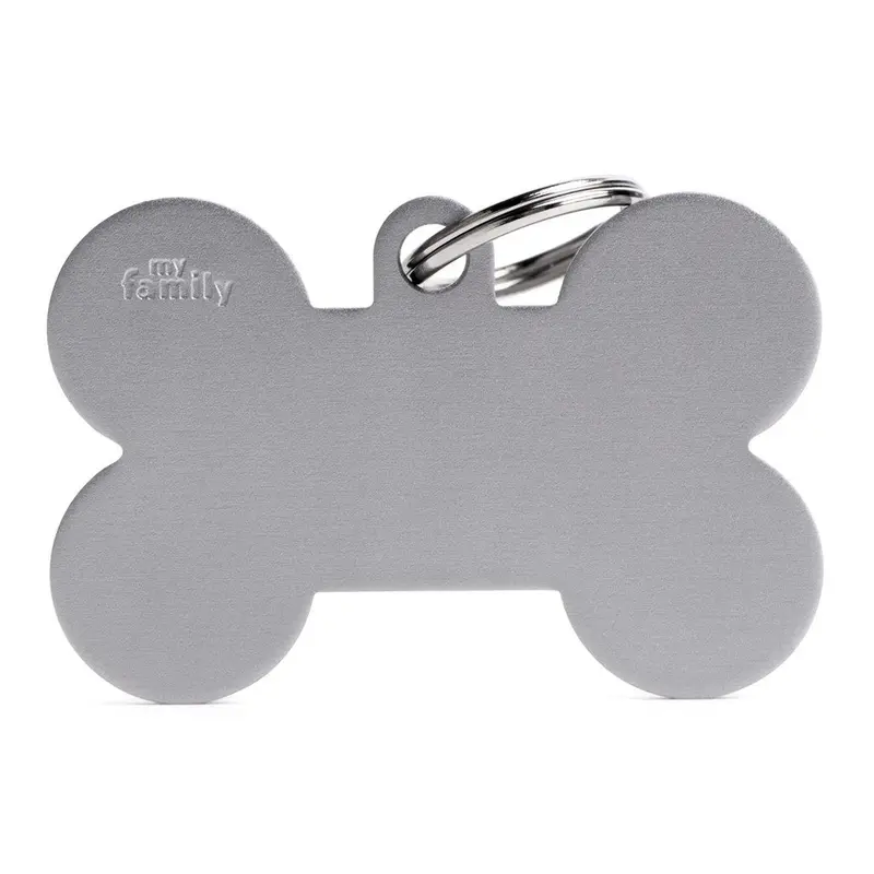 My Family ID Basic XL Aluminum Gray Bone ID Tag