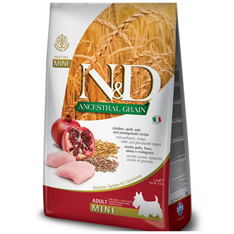 Farmina N&D Ancestral Grain Dry Dog Food - Chicken & Pomegranate, Mini Kibble - 5.5lb