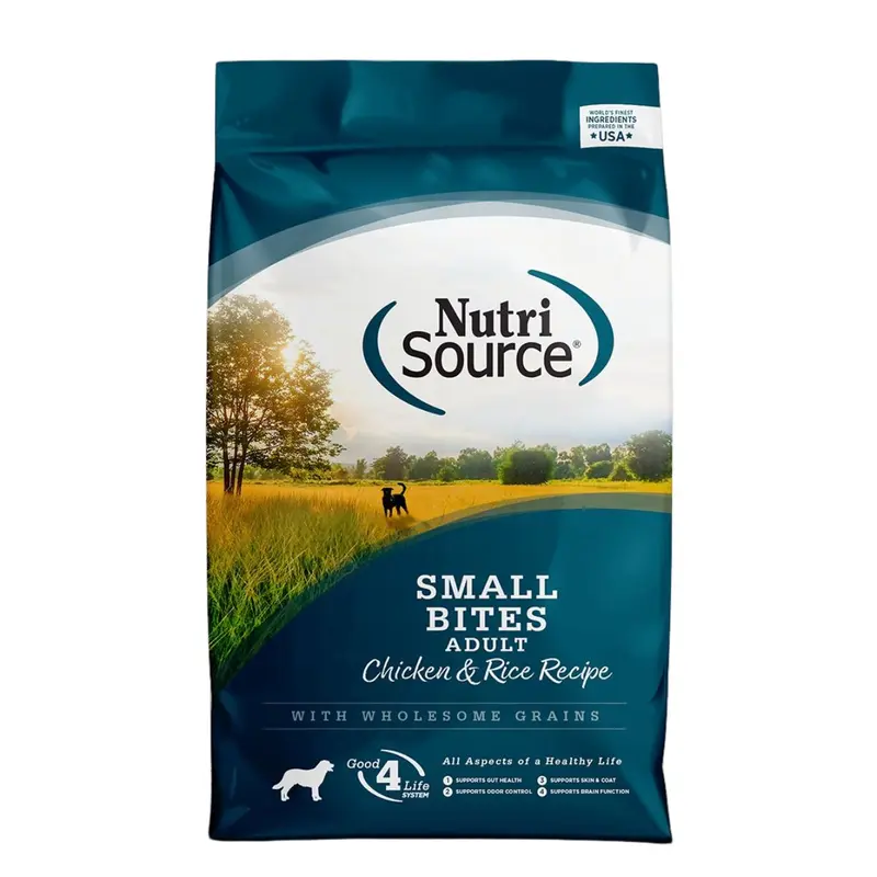 NutriSource Adult Small Bites Dry Dog Food  Chicken & Rice - 4lb Bag