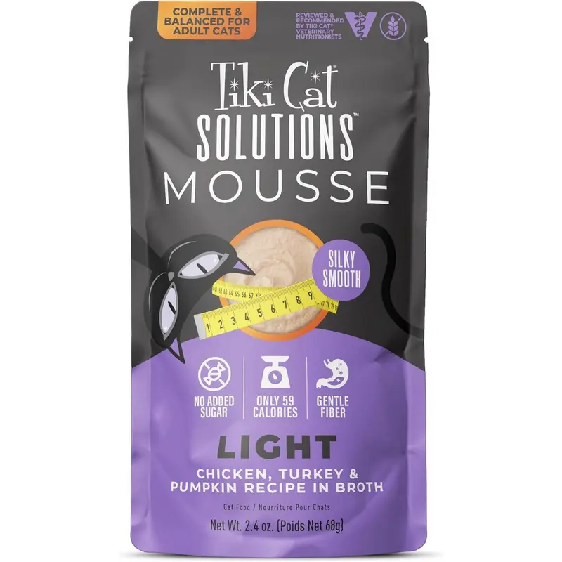 Tiki Cat Solutions Light Chicken Turkey Pumpkin Recipe In Broth Wet Cat Food 2.4oz