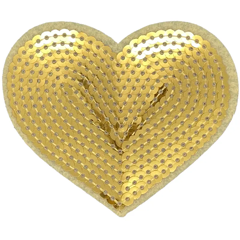 Gold Sequin Heart  - Patch