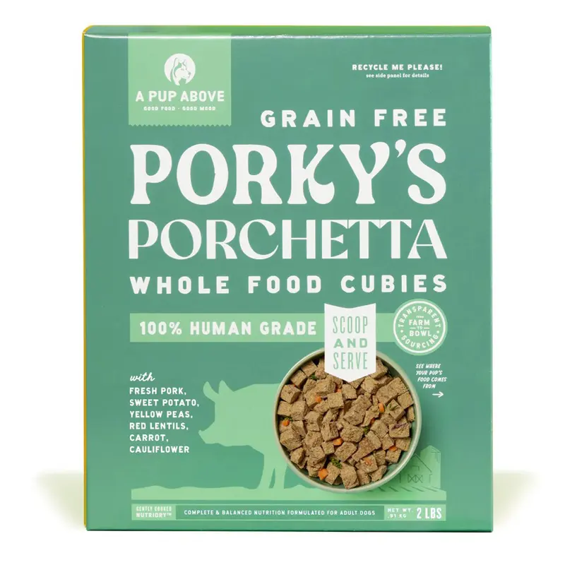 A Pup Above Air-Dried Cubies Dry Dog Food -  Porky's Porchetta - 2lb Bag
