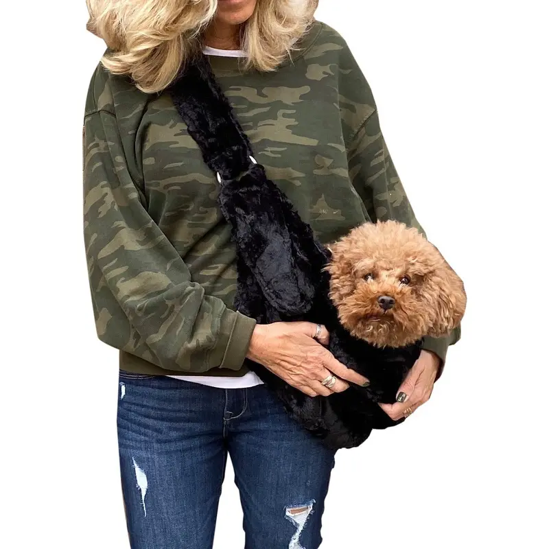 Furbaby Adjustable Sling Bag, Black