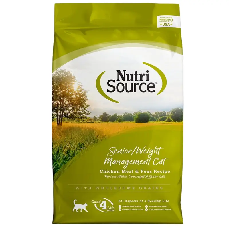 NutriSource Senior Weight Management Dry Cat Food - Chicken & Pea - 12lb Bag