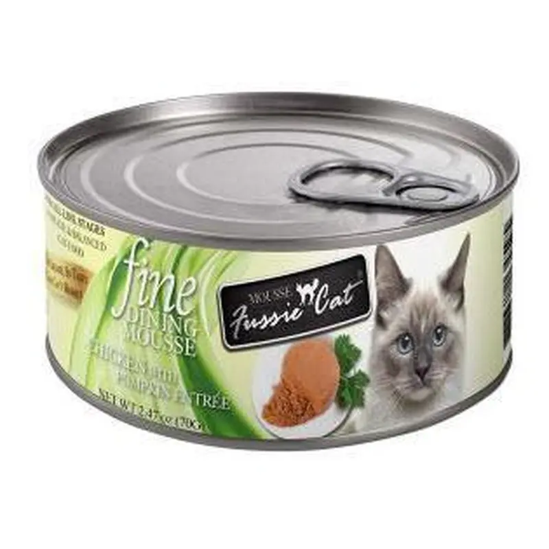 Fussie Cat Fine Dining Mousse Chicken w/ Pumpkin Cat Food, 2.47oz can