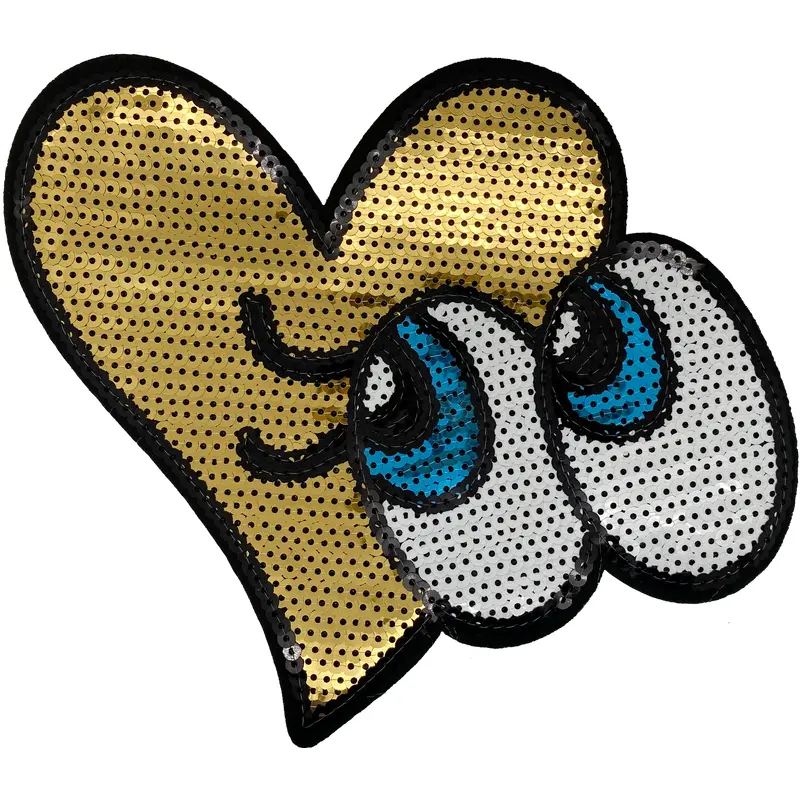 Extra Large Sequin Eyes & Heart- Patch
