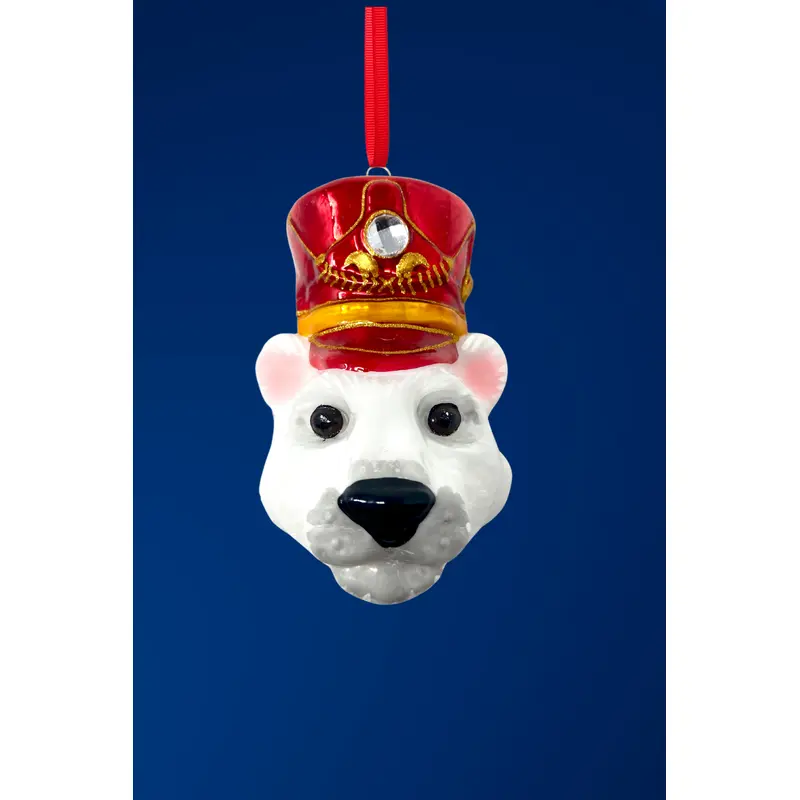 KRG Polar Bear Head Polish Glass Ornament