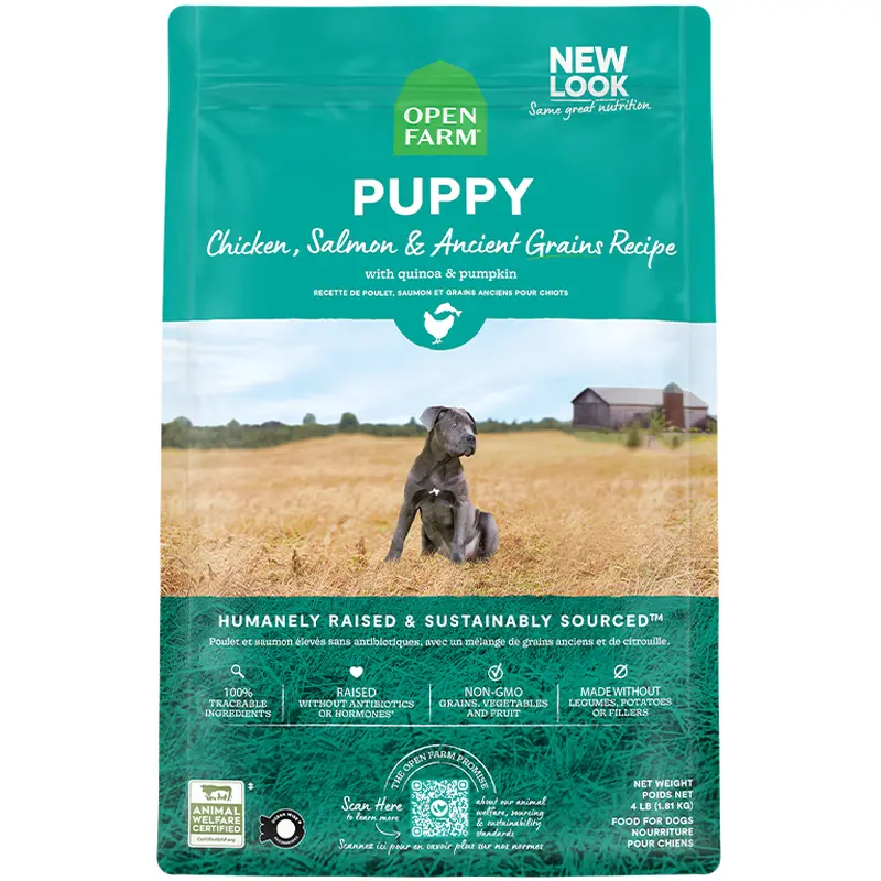 Open Farm Ancient Grains Puppy Dry Dog Food - Chicken, Salmon, & Ancient Grains - 4lb Bag