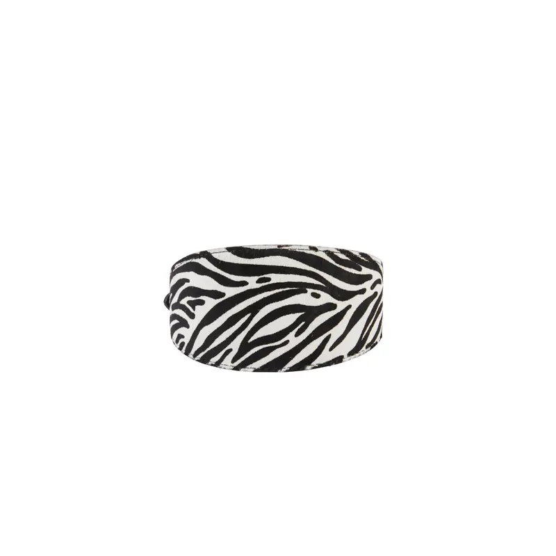 Zebra Print Hair On Hide Italian Leather Collar