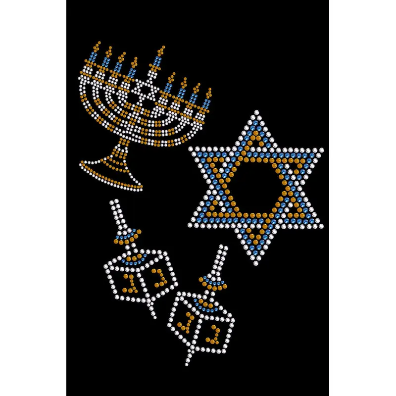 Menorah, Dreidel & Star of David (Blue & Gold)  - Custom Tutu
