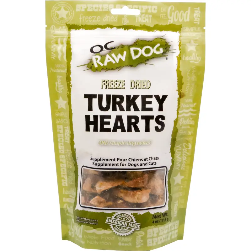 OC Raw Freeze Dried Turkey Hearts 4 oz.