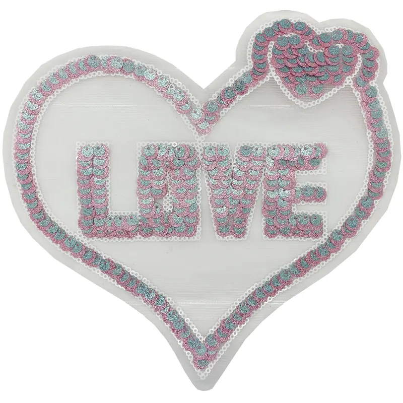 Large Love Sequin Heart - Patch