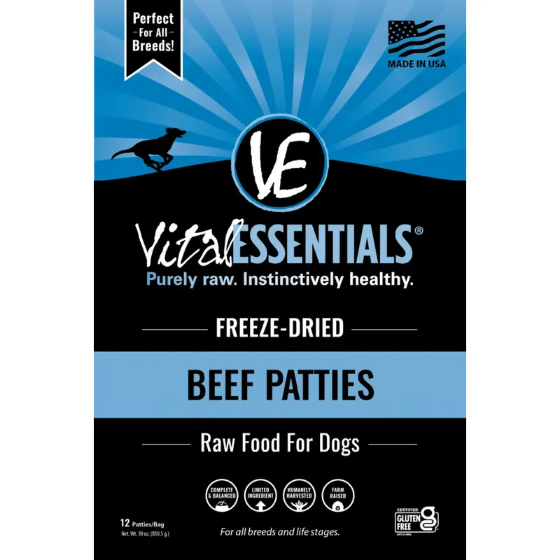 Vital Essentials Beef Patties Freeze Dried Dog Food