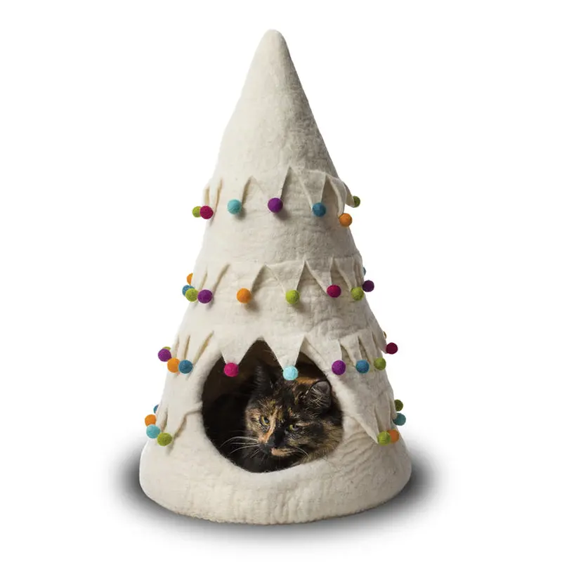 Distinctly Himalayan Xmas White Tree Cave for Cats