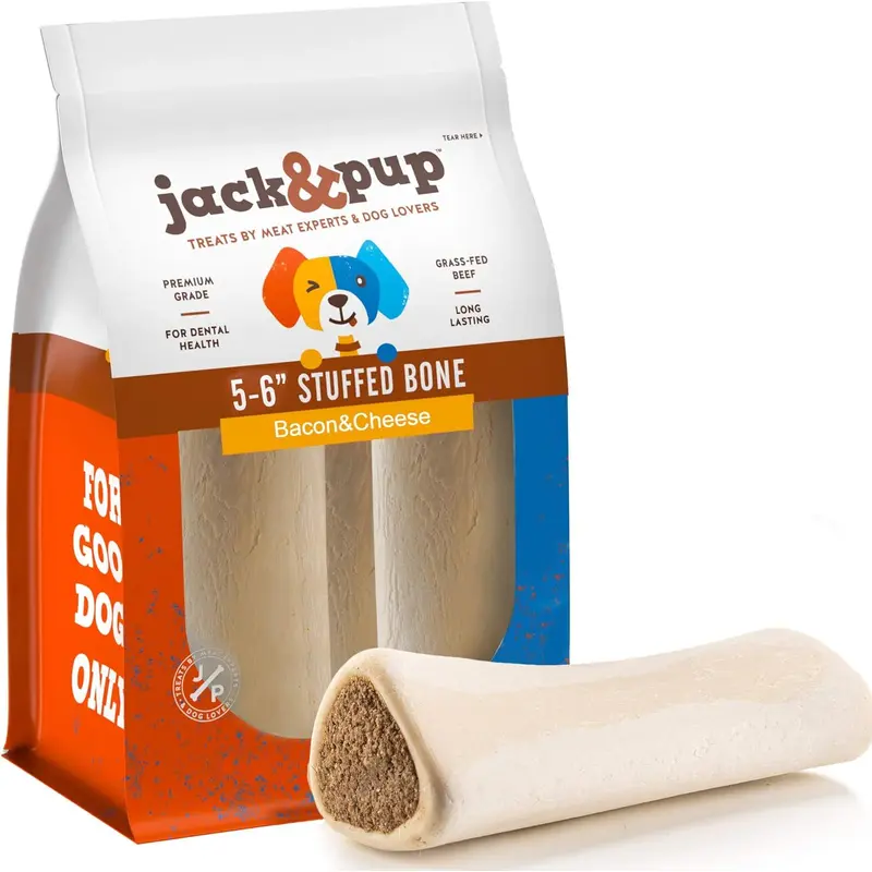 Jack & Pup Filled Dog Bones Bacon and Cheese Flavor (5-6inch)