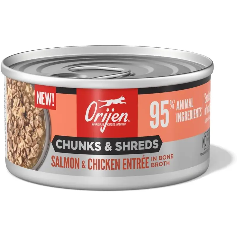 Orijen Grain Free Chunks & Shreds, Salmon & Chicken Wet Cat Food (3oz)