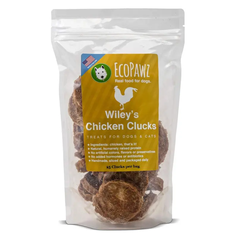 Ecopawz Wileys Chicken Clucks Dog & Cat Treats 25Ct