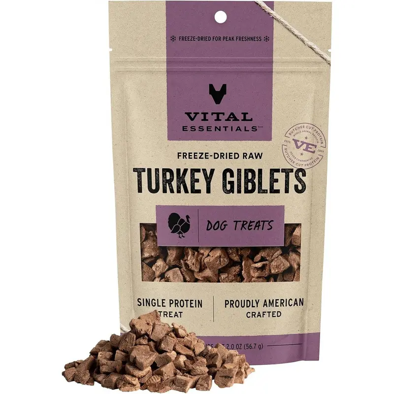 Vital Essentials Freeze Dried Turkey Giblets Raw Dog Treats 2oz