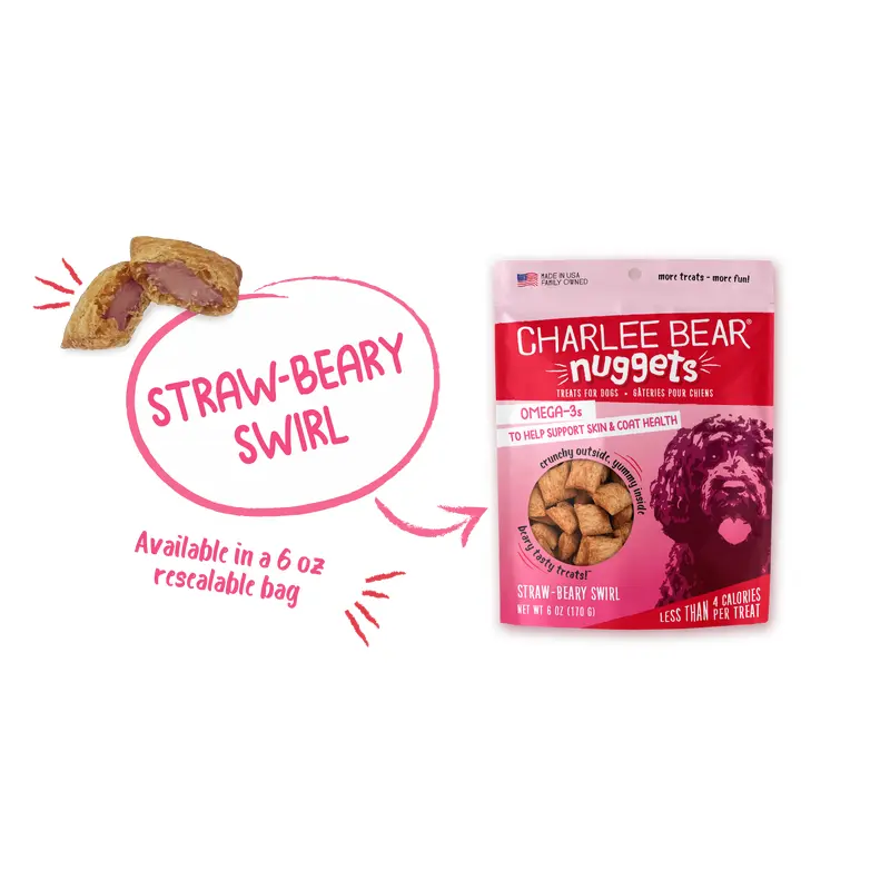 Charlee Bear Nuggets Dog Treats 6oz Strawberry Swirl