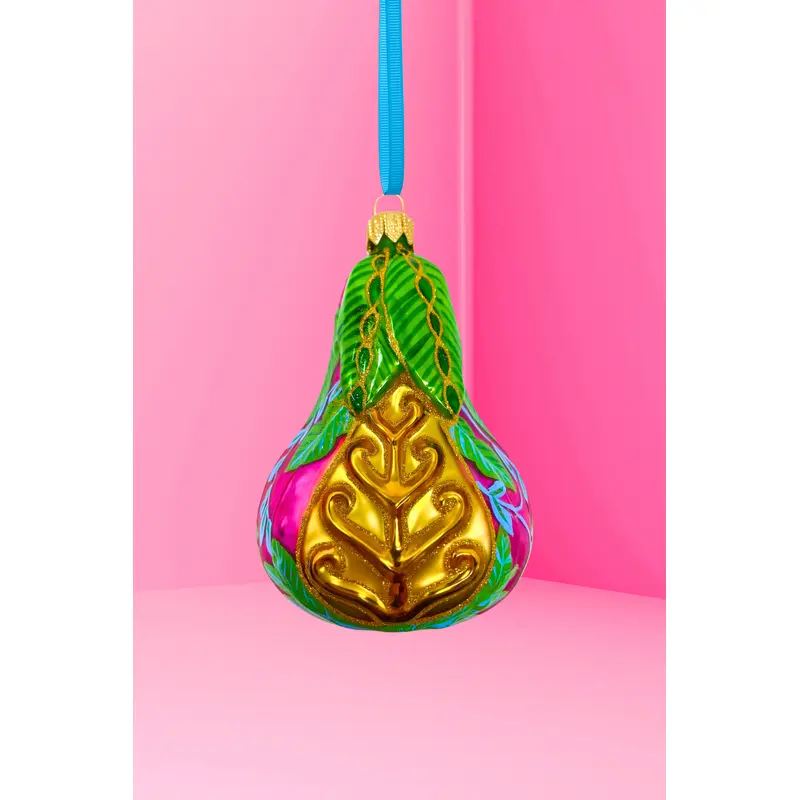 Pink Positano Pear Glass Ornament