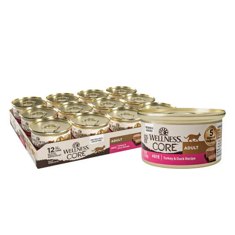 Wellness Core Adult Grain Free Turkey and Duck Pate Wet Cat Food (5.5oz)