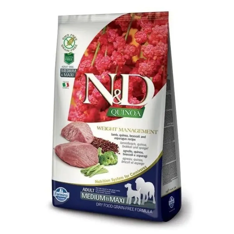 Farmina N&D Quinoa Functional Weight Management Med/Max Dry Dog Food -  Lamb - 15.4lb Bag