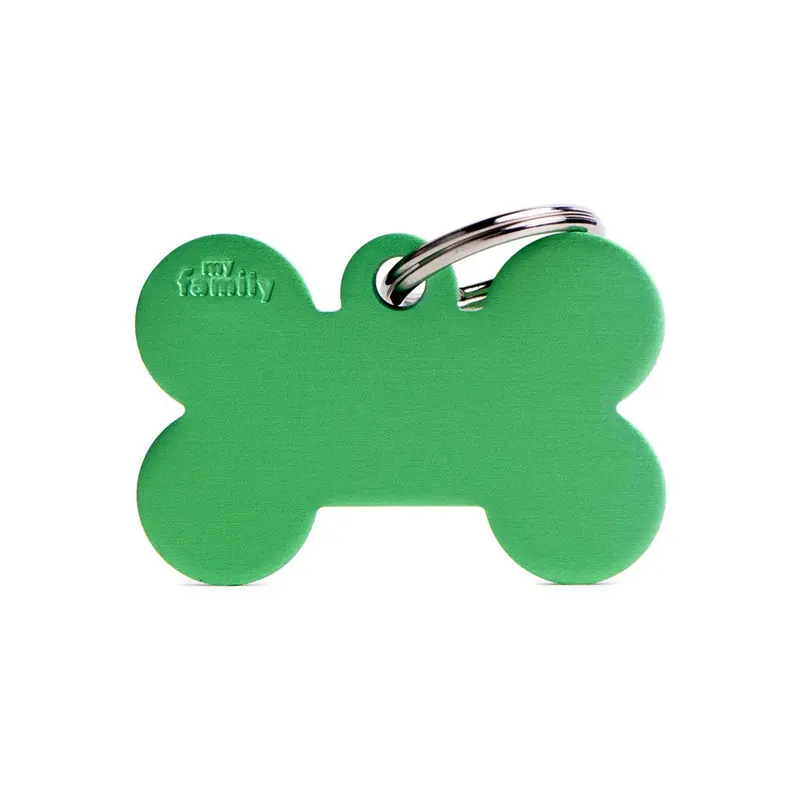My Family ID Basic Big Aluminum Green Bone ID Tag