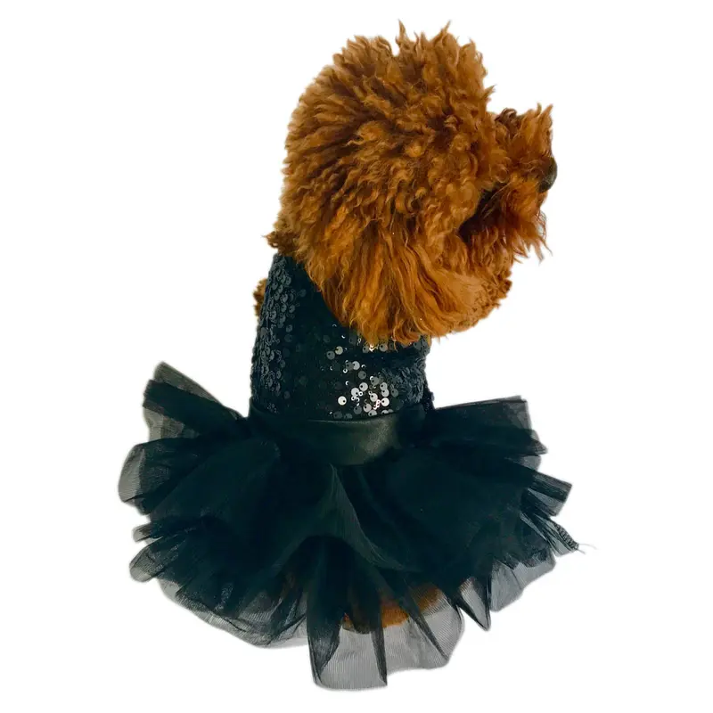 Marilyn Dog Tutu Dress, Black Sequins