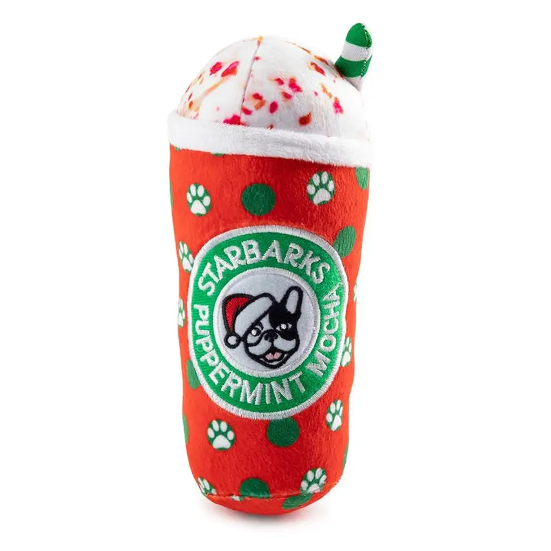 Haute Diggity Dog Starbarks Puppermint Mocha Holiday Dots Cup Dog Toy