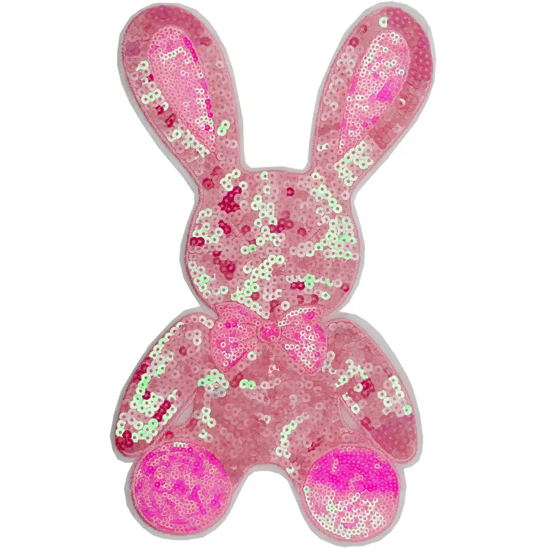 Large Pink Sequin Bunny - Patch