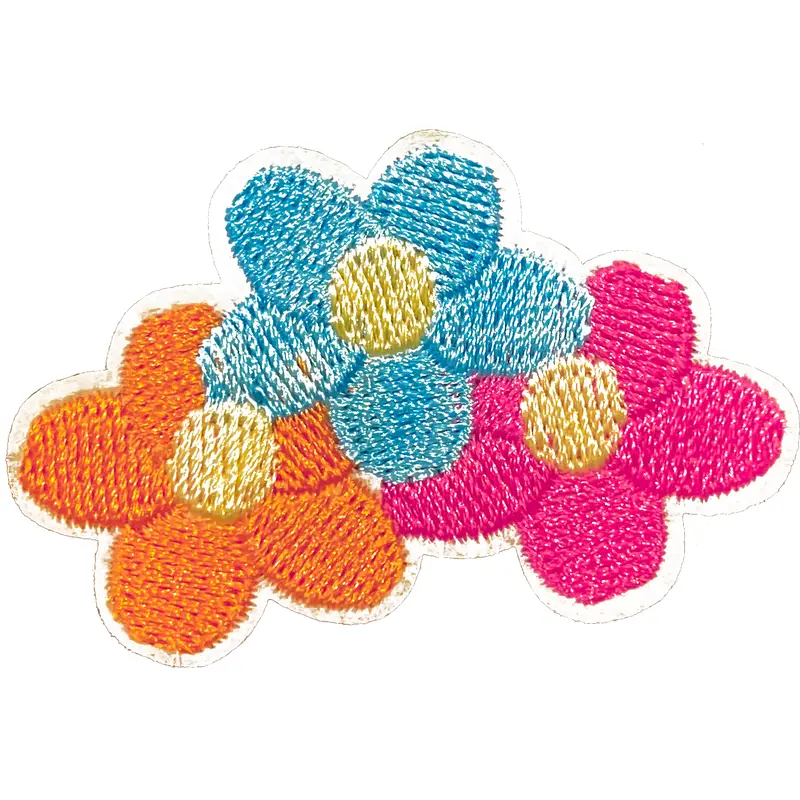 Pink, Orange, Turquoise Flowers Patch